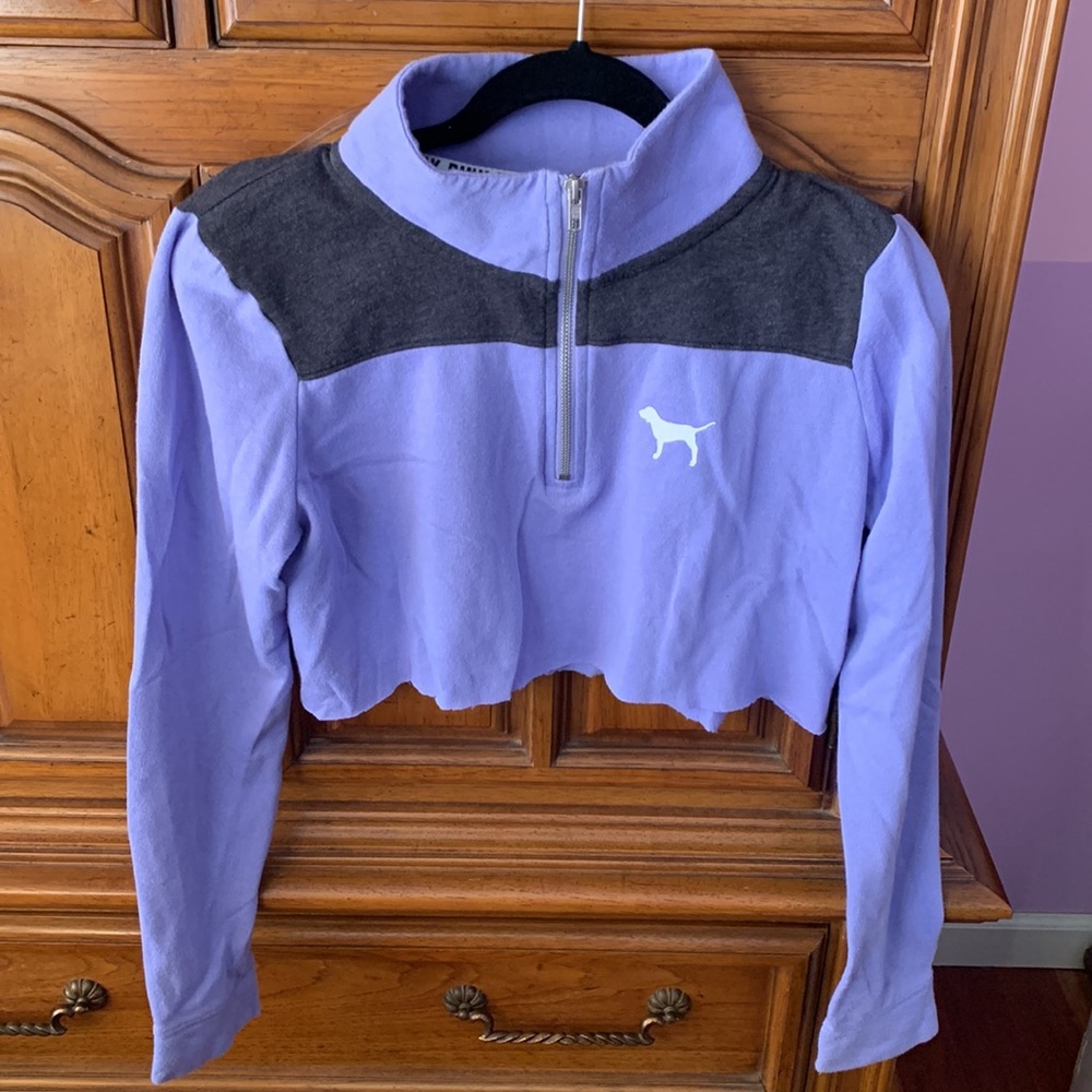 PINK Victoria’s Secret Cropped Lavender Quarter Zip